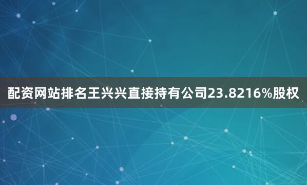 配资网站排名王兴兴直接持有公司23.8216%股权