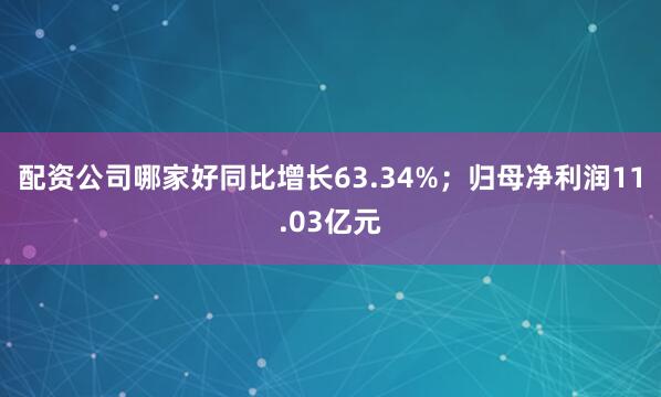 配资公司哪家好同比增长63.34%；归母净利润11.03亿元